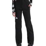 North Face Women's Lenado Insulated Pant Short - A pair of black insulated ski pants with a white logo on the left thigh and two front pockets.