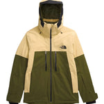 North Face Chakal Insulated Jacket - A tan-colored jacket with a black zipper and two zippered pockets on either side of the waist.