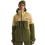 North Face Chakal Insulated Jacket - A tan and green jacket with a black zipper on the front.