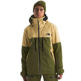 North Face Chakal Insulated Jacket - A tan and green jacket with a black zipper on the front.