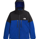 North Face Chakal Insulated Jacket - A black and blue jacket with a white logo on the upper right side of the chest.