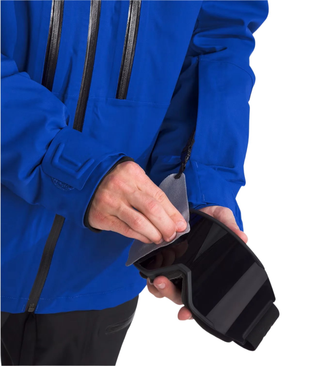 North Face Chakal Insulated Jacket - A royal blue jacket with black zippers and trim, featuring a zippered chest pocket on the left side.