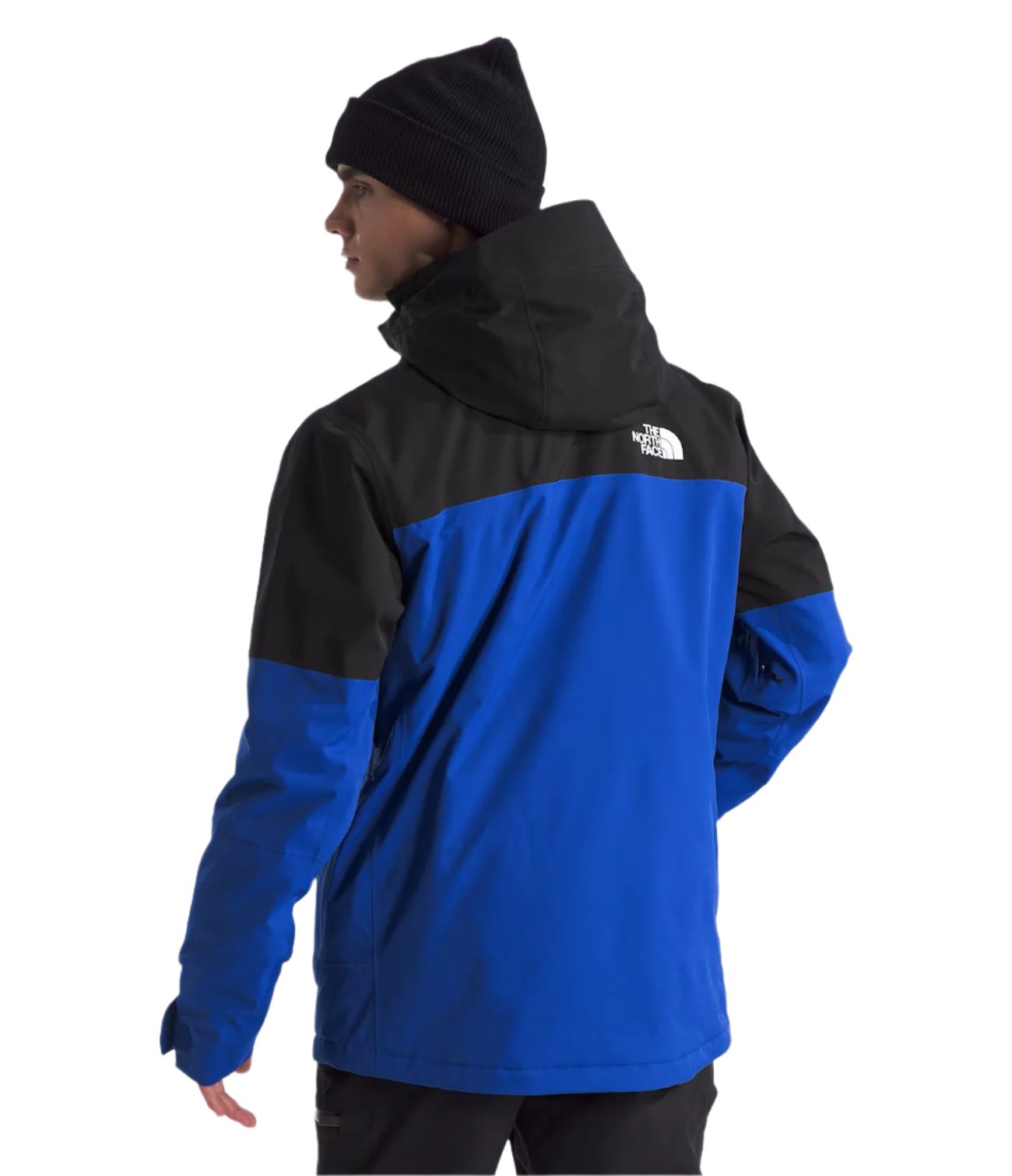 North Face Chakal Insulated Jacket - A black jacket with a blue stripe across the chest and down the sleeves.