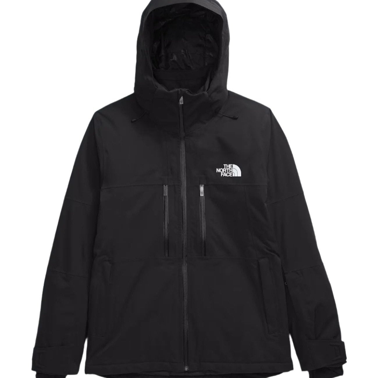 North Face Chakal Insulated Jacket - A black insulated jacket with a white logo on the left chest and two zippered pockets at the waist.