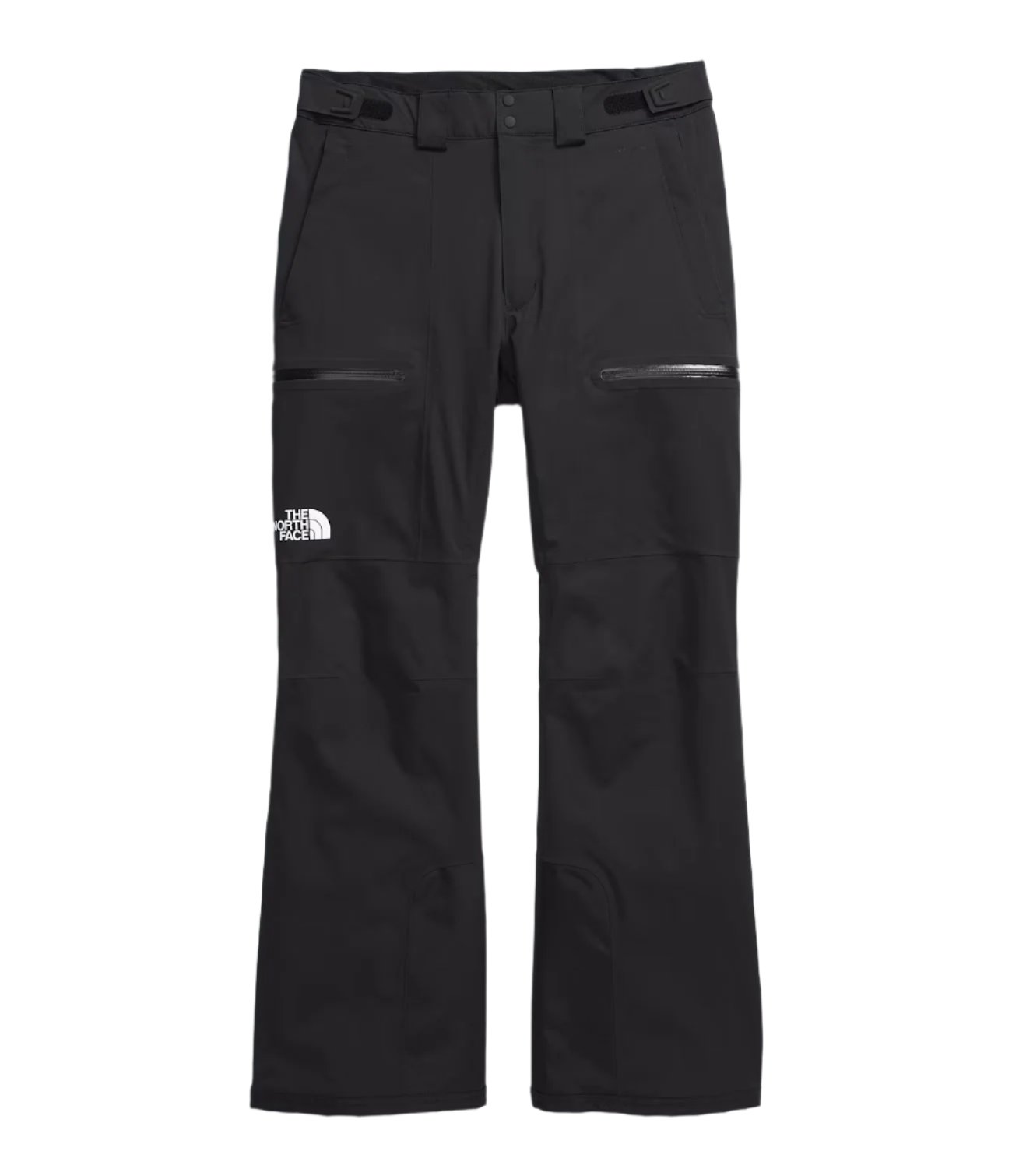 North Face Men's Chakal Insulated Pant Tall - A pair of black insulated pants with a white logo on the left thigh and two zippered pockets on each side.