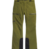 North Face Chakal Insulated Pant Short - A pair of olive green pants with a black waistband and belt loops, featuring two zippered pockets on each thigh.
