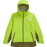North Face Ceptor Shell Jacket - A lime green jacket with a white logo on the left chest and orange accents around the zipper.