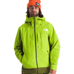 North Face Ceptor Shell Jacket - A bright green jacket with a white logo on the left chest and orange zipper pulls.