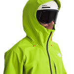 North Face Ceptor Shell Jacket - A bright green jacket with a white logo on the left chest and orange zipper pulls.
