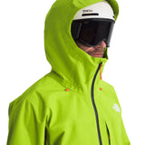 North Face Ceptor Shell Jacket - A bright green jacket with a white logo on the left chest and orange zipper pulls.