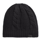 North Face Oh Mega Lined Beanie - A black beanie with a thick, braided cable-knit pattern on the front and back.