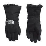 North Face Shasta Kid's Glove - A black glove with a white logo on the wrist and a fuzzy cuff at the top.