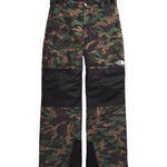 North Face Boys' Freedom Insulated Pant 2025 - A pair of camouflage-print insulated ski pants with a white logo on the left leg.