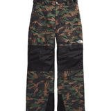North Face Boys' Freedom Insulated Pant 2025 - A pair of camouflage-print insulated ski pants with a white logo on the left leg.