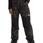 North Face Boys' Freedom Insulated Pant 2025 - A pair of camouflage-print insulated pants with a white logo on the left thigh.