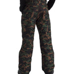 North Face Boys' Freedom Insulated Pant 2025 - A pair of dark green camouflage insulated ski pants with a black waistband and cuffs.