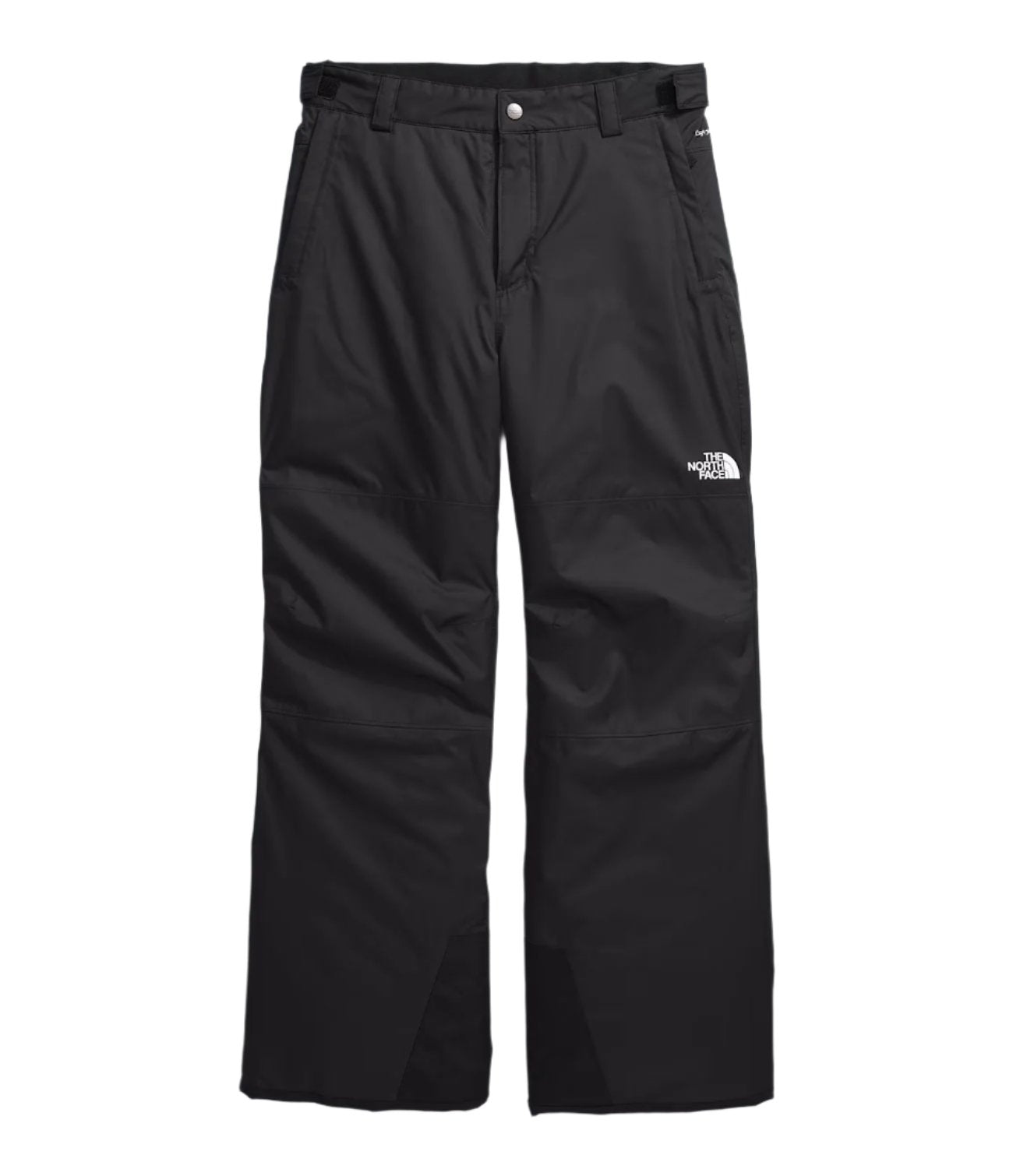 North Face Boys' Freedom Insulated Pant - A pair of black insulated pants with a white logo on the left thigh and a small pocket on the right side.