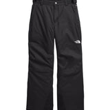 North Face Boys' Freedom Insulated Pant - A pair of black insulated pants with a white logo on the left thigh and a small pocket on the right side.