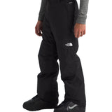 North Face Boys' Freedom Insulated Pant - A pair of black insulated ski pants with a white logo on the left thigh and a small pocket on the right side.