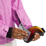 North Face Girls' Freedom Insulated Jacket - A pink jacket with a zipper down the front and two zippered pockets on either side.