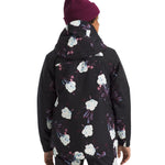 North Face Girls' Freedom Insulated Jacket 2025 - A black jacket with a white floral pattern and blue accents.