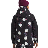 North Face Girls' Freedom Insulated Jacket 2025 - A black jacket with a white floral pattern and blue accents.