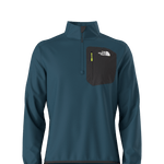 North Face Crest 1/4 Zip Pull Over 2025 - A dark blue-green fleece pullover with a quarter zip and white logo on the left chest.