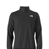 North Face Crest 1/4 Zip Pull Over 2025 - A dark gray fleece pullover with a quarter zip closure and white logo on the left chest.