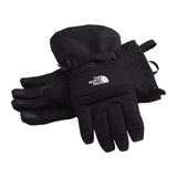 North Face Men's Montana Glove - A black glove with a white logo on the back of the hand, featuring a strap closure and a textured palm.