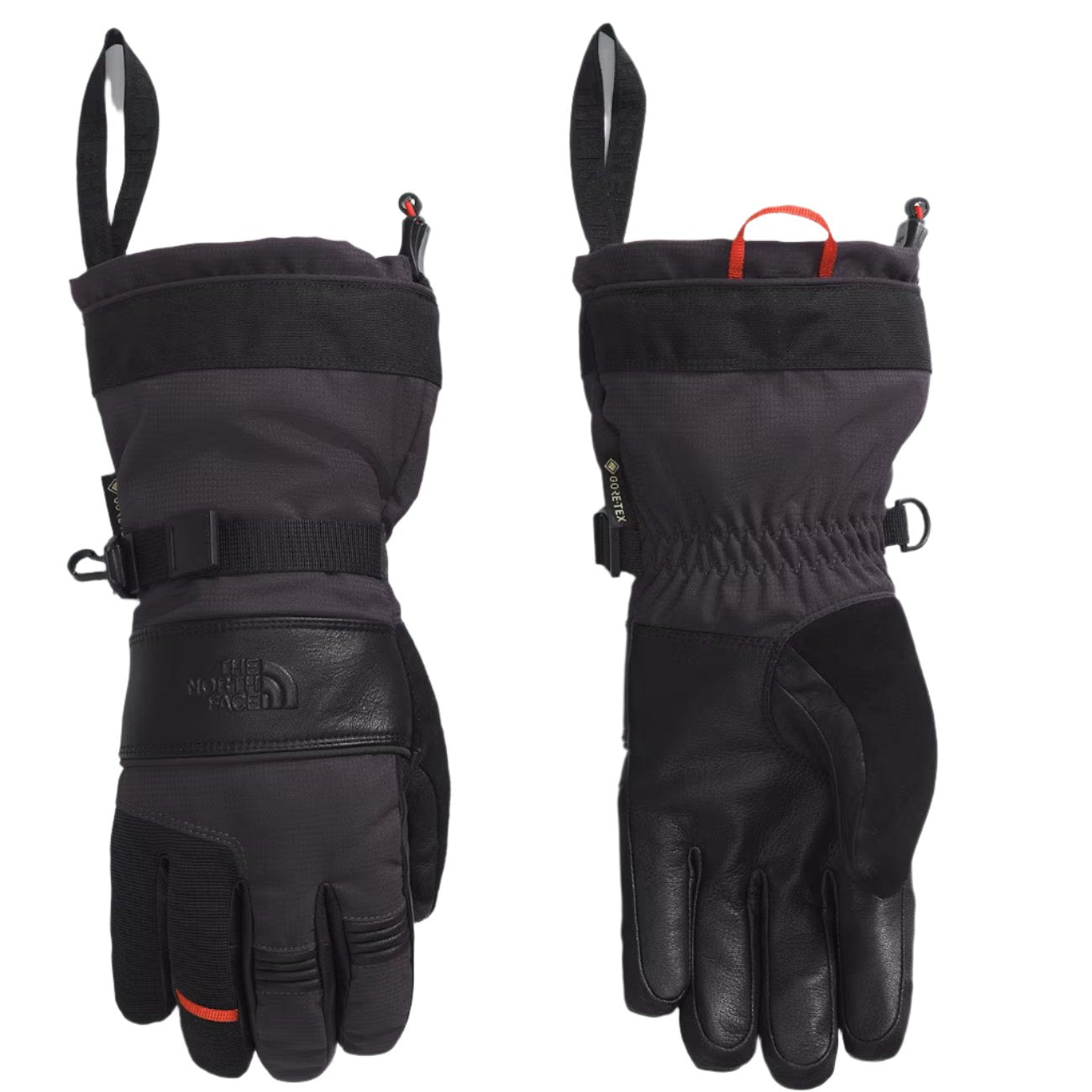 North Face Men's Montana GORE-TEX Glove - A black glove with a strap and buckle on the wrist, featuring a logo on the back of the hand.