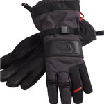 North Face Men's Montana GORE-TEX Glove - A pair of black gloves with a strap and buckle on the wrist, featuring a prominent logo in the center of the palm.