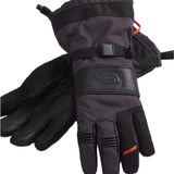 North Face Men's Montana GORE-TEX Glove - A pair of black gloves with a strap and buckle on the wrist, featuring a prominent logo in the center of the palm.