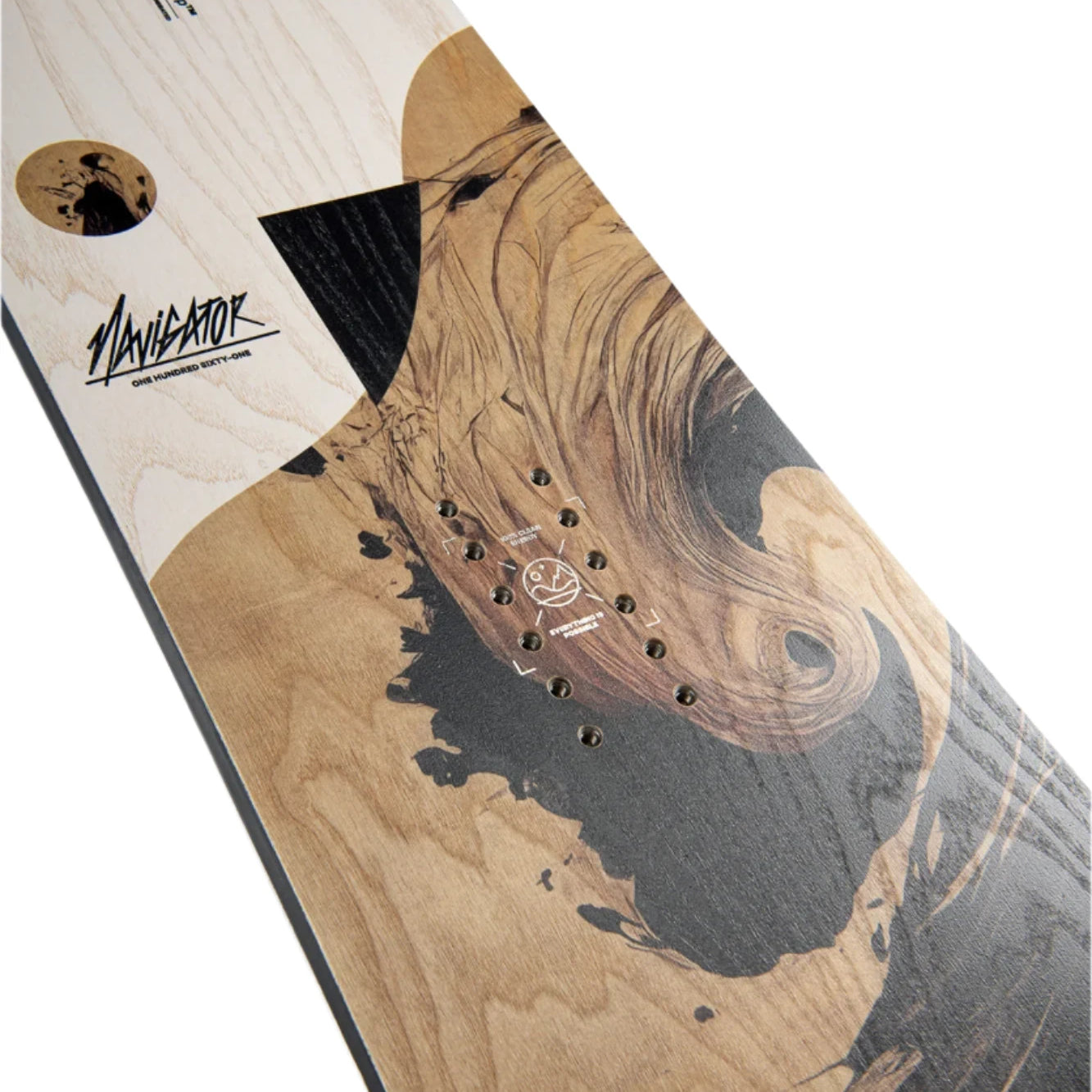 CAPiTA The Navigator Snowboard 2025 - A light-colored woodgrain snowboard with a black logo and text on top.