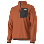 North Face Crest 1/4 Zip Pull Over 2025 - A burnt orange fleece pullover with a zippered chest pocket and white logo on the left side of the chest.