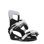 Nidecker Prime Youth Snowboard Bindings 2025 - A pair of black and white snowboard bindings with a geometric pattern on the straps.