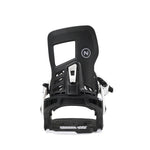 Nidecker Prime Youth Snowboard Bindings 2025 - A black and white snowboard binding with a rectangular cutout on its top plate.
