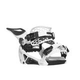 Nidecker Supermatic Snowboard Binding - A white snowboard binding with black accents and a honeycomb pattern on the straps.