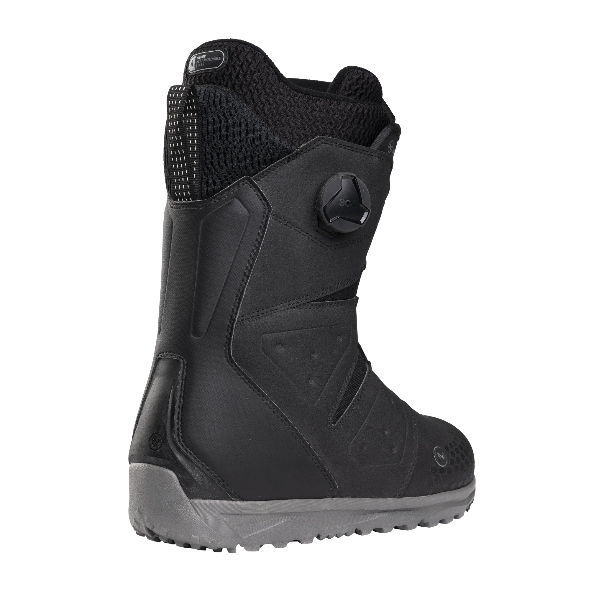 Nidecker Men's Altai Snowboard Boot 2025 - A black snowboard boot with a textured pattern on the side and a white sole.