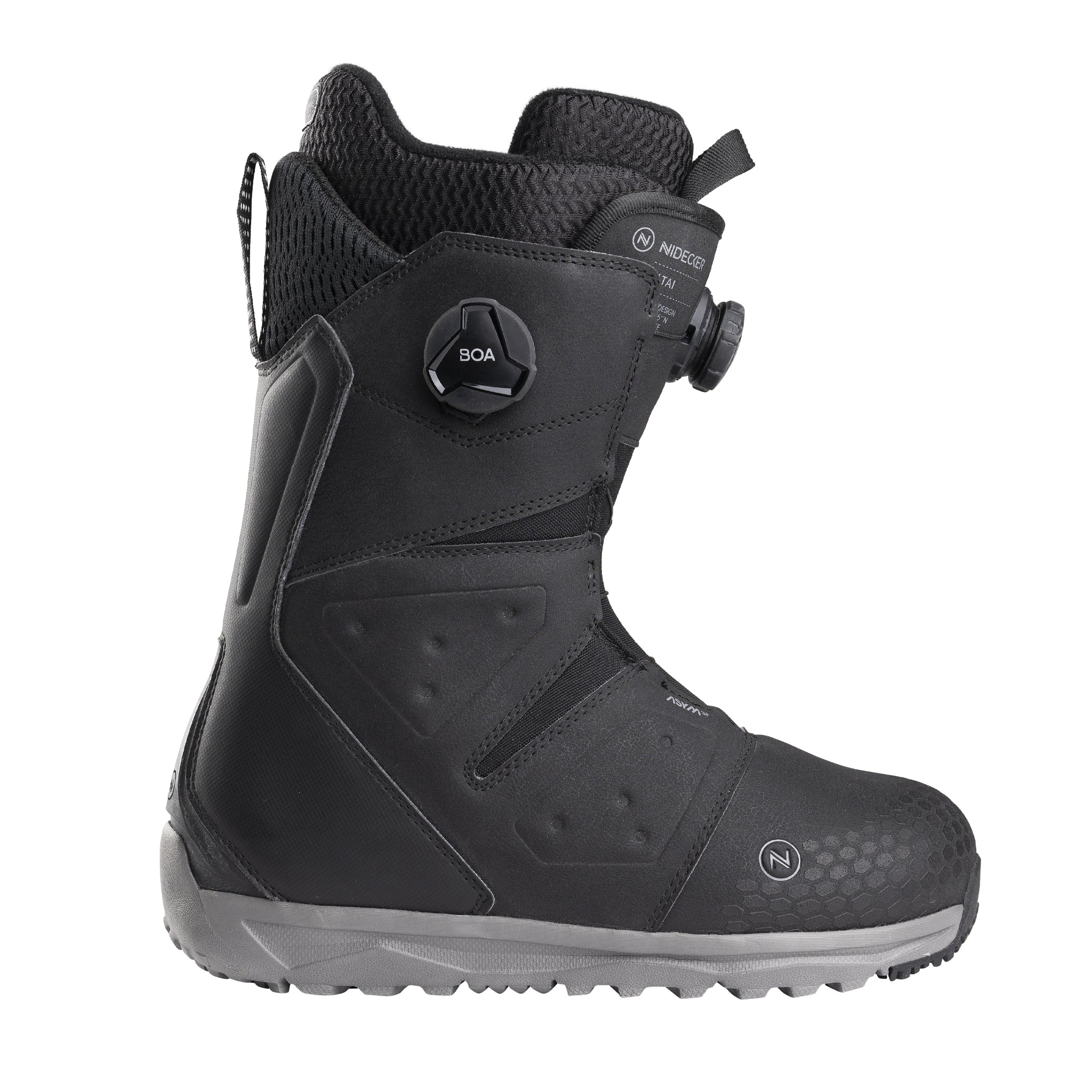 Nidecker Men's Altai Snowboard Boot 2025 - Black snowboard boots with a textured pattern on the toe and heel areas.