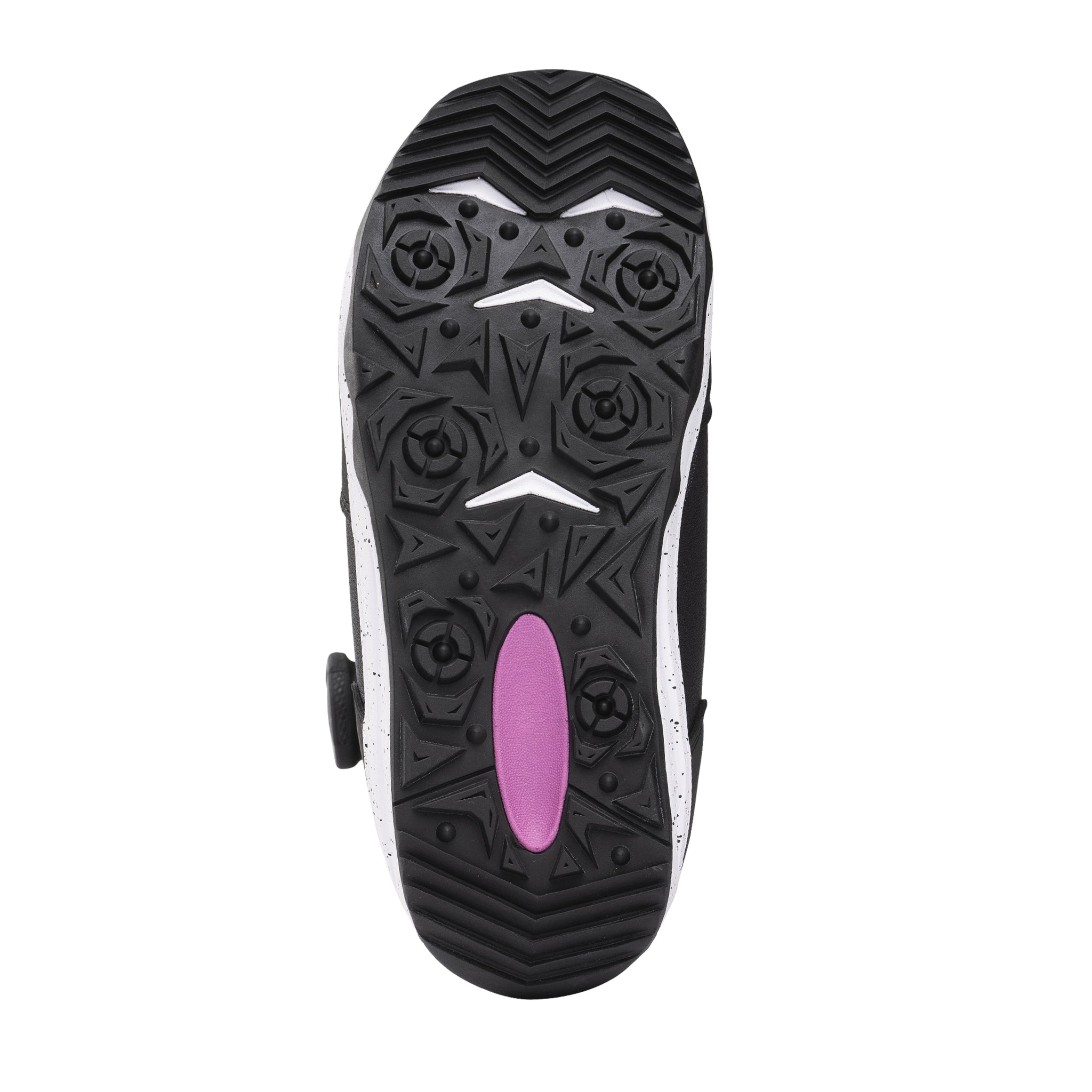 Nidecker Rift Women's Snowboard Boots 2025 - A pair of black snowboard boots with a white stripe on the side and a purple accent near the heel.