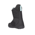 Nidecker Women's Sierra Snowboard Boots 2025 - A pair of black snowboard boots with a textured pattern on the side and light blue accents on the back strap.