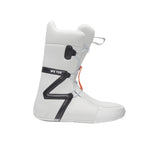 Nidecker Women's Sierra Snowboard Boots 2025 - A pair of white snowboard boots with black laces and a black strap featuring a zig-zag pattern on the side.