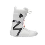 Nidecker Women's Sierra Snowboard Boots 2025 - A pair of white snowboard boots with black laces and a black strap featuring a zig-zag pattern on the side.