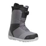 Nidecker Sierra Men's Snowboard Boots 2025 - A pair of gray snowboard boots with a black strap and buckle on the side, set against a white background.