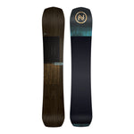 Nidecker Escape Plus Snowboard 2025 - A dark brown snowboard with a black rectangle on top featuring white dots and the word "ESCAPE" in small letters.