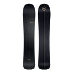 Nidecker The Smoke Snowboard 2025 - A black snowboard with a thin gold line down the middle and two small circular logos, one on either side of the line.
