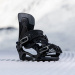 Nidecker Kaon Snowboard Binding - Black snowboard bindings with a textured pattern on the straps and buckles.