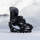 Nidecker Kaon Snowboard Binding - Black snowboard bindings with a textured pattern on the straps and buckles.
