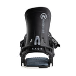 Nidecker Kaon Snowboard Binding - A black snowboard binding with a white logo and silver buckles.