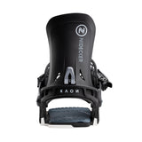 Nidecker Kaon Snowboard Binding - A black snowboard binding with a white logo and silver buckles.